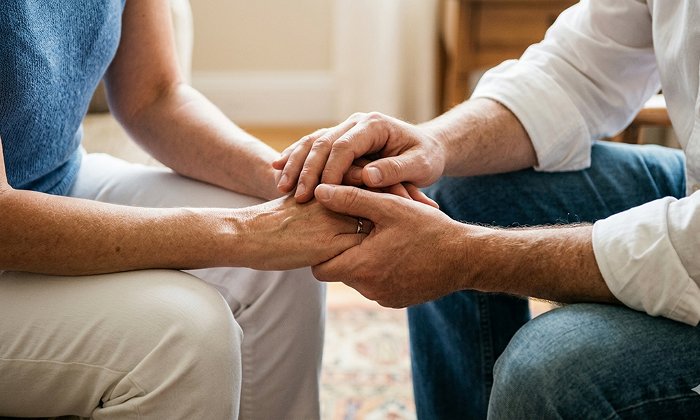Руки двух людей скрещенные крупным планом